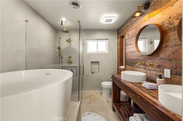 Bathroom, Dual Sink Vanities, Free Standing Baths, Glass Shower, Interior