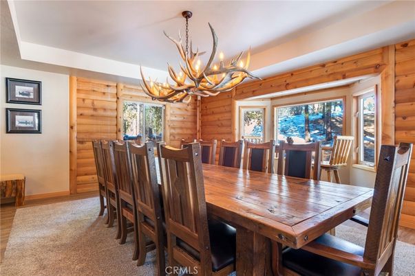 Chandelier, Dining room, Interior, Wood Texture Flooring, Wooden Walls