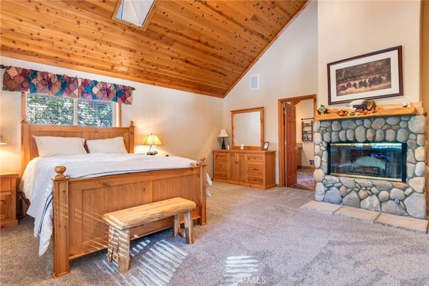 Bedroom, Fireplace, Interior, Wooden Ceilings