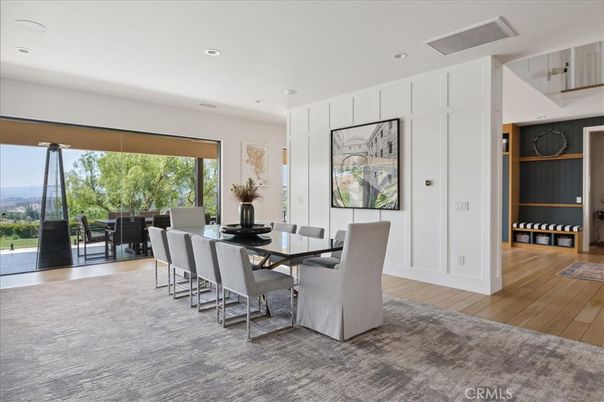 Dining room, Interior, Recessed Lighting, Wood Texture Flooring
