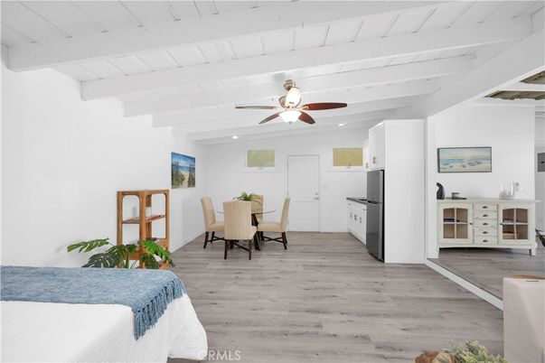 Dining room, Interior, Kitchen, Recessed Lighting, Wood Texture Flooring