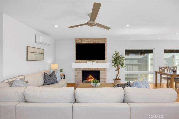 Dining room, Fireplace, Interior, Living room, Recessed Lighting