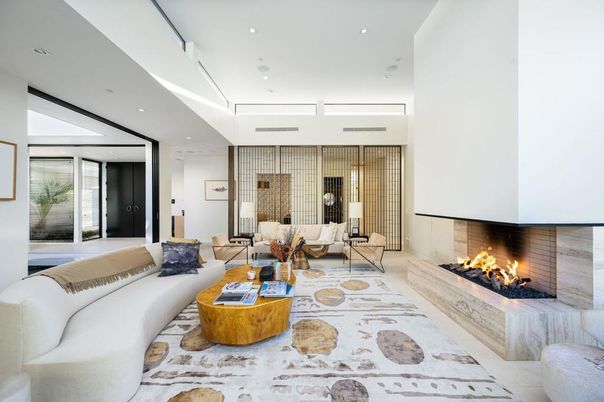 Fireplace, Interior, Living room, Recessed Lighting