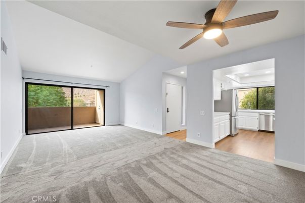 Empty room, Interior, Kitchen, Recessed Lighting, Wood Texture Flooring