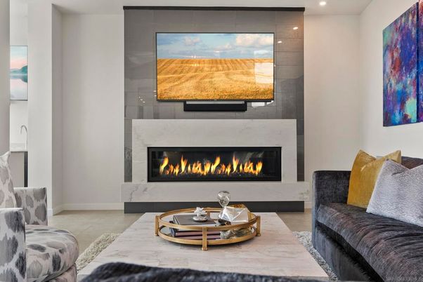 Fireplace, Interior, Living room, Recessed Lighting
