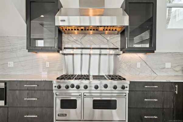Interior, Kitchen, Marble Walls, Stainless Steel Appliances