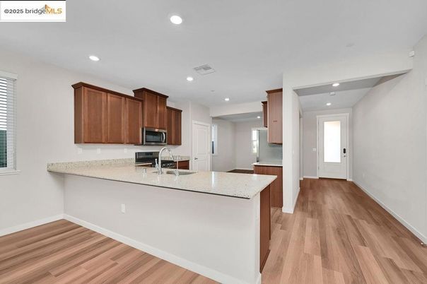 Interior, Kitchen, Recessed Lighting, Wood Texture Flooring