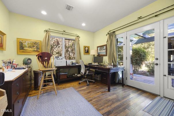 Home Office, Interior, Recessed Lighting, Wood Texture Flooring