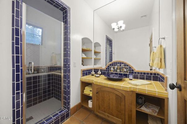 Bathroom, Glass Shower, Interior, Tile Countertops