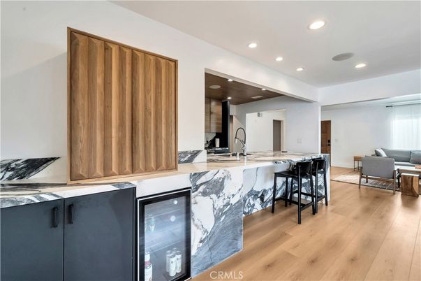 Interior, Kitchen, Living room, Recessed Lighting, Wood Texture Flooring