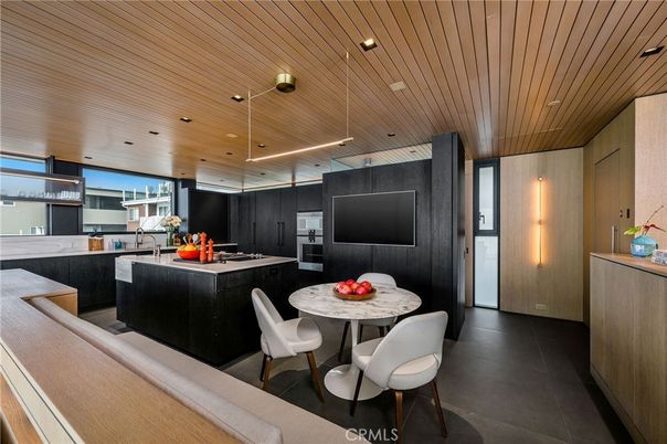 Dining room, Interior, Kitchen, Recessed Lighting, Wooden Ceilings