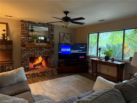 Fireplace, Interior, Living room, Stone Walls, Wood Texture Flooring