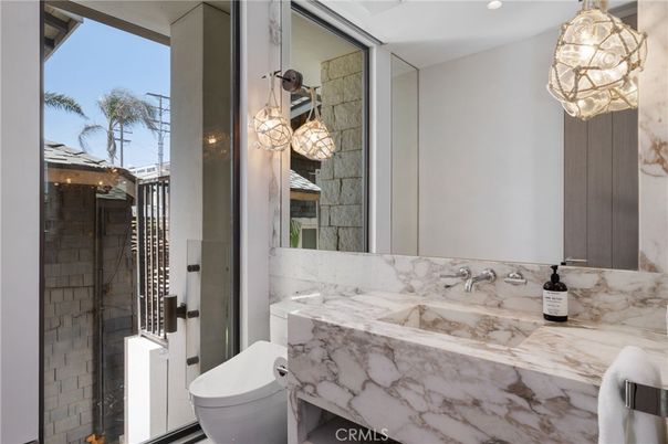 Bathroom, Glass Shower, Interior, Pendant Lights