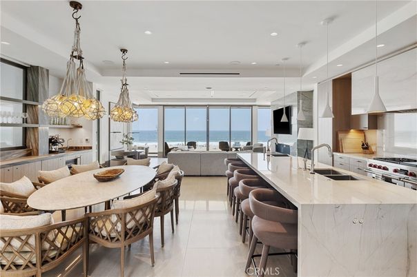 Dining room, Interior, Kitchen, Pendant Lights, Recessed Lighting, Stainless Steel Appliances, Water