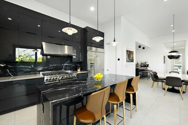 Dining room, Interior, Kitchen, Pendant Lights, Recessed Lighting, Stainless Steel Appliances