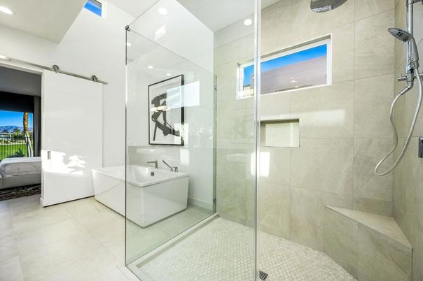 Bathroom, Glass Shower, Interior, Recessed Lighting