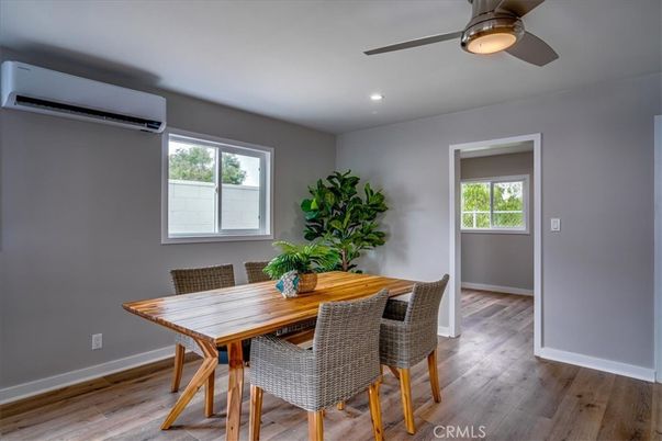 Dining room, Interior, Recessed Lighting, Wood Texture Flooring