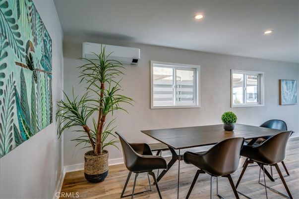 Dining room, Interior, Recessed Lighting, Wood Texture Flooring