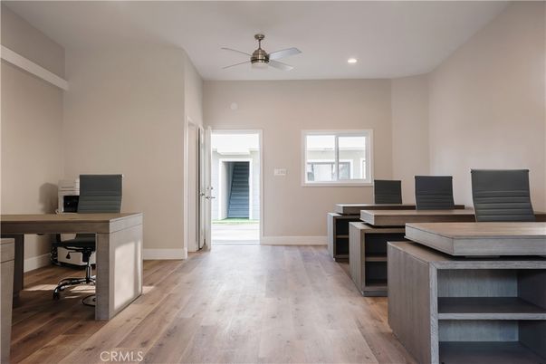 Home Office, Interior, Recessed Lighting, Wood Texture Flooring