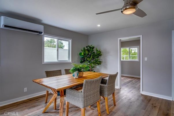 Dining room, Interior, Recessed Lighting, Wood Texture Flooring