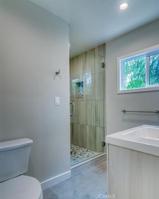 Bathroom, Glass Shower, Interior, Recessed Lighting