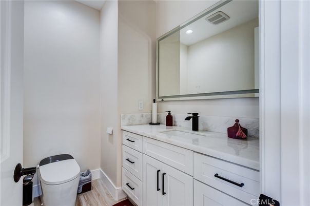 Bathroom, Interior, Recessed Lighting, Wood Texture Flooring