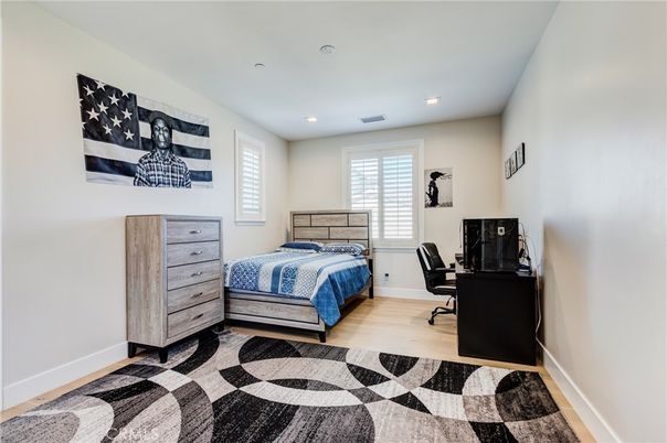 Bedroom, Home Office, Interior, Recessed Lighting, Wood Texture Flooring