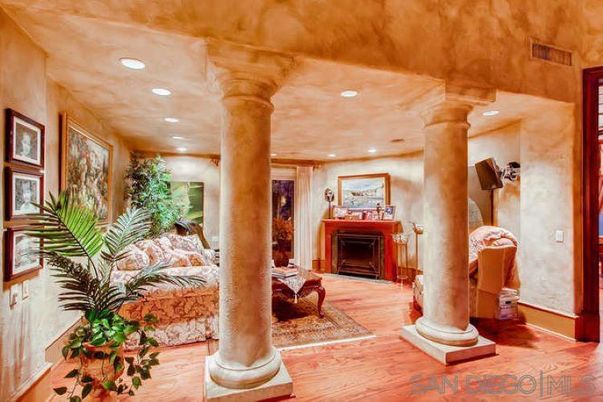 Fireplace, Interior, Recessed Lighting, Wood Texture Flooring