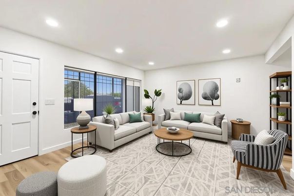 Interior, Living room, Recessed Lighting, Wood Texture Flooring
