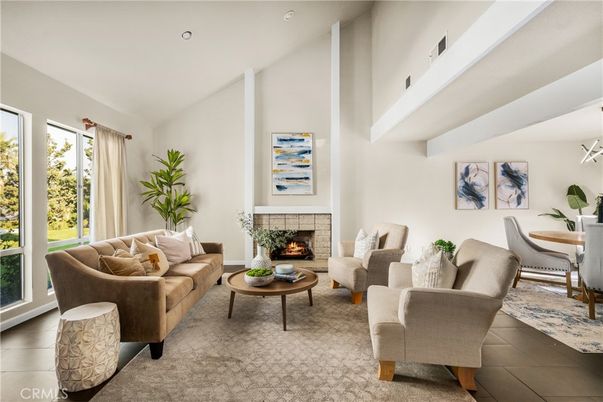 Dining room, Fireplace, Interior, Living room, Recessed Lighting