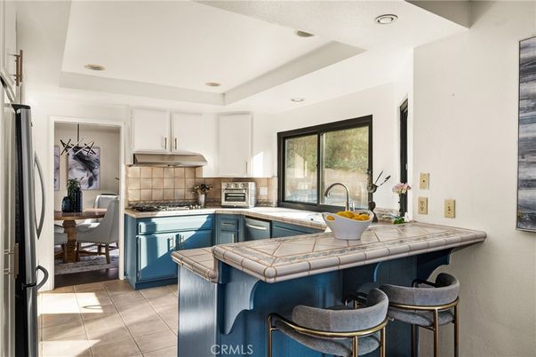 Interior, Kitchen, Recessed Lighting, Stainless Steel Appliances, Tile Countertops