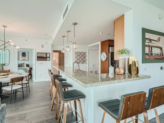 Dining room, Interior, Pendant Lights, Recessed Lighting, Wood Texture Flooring