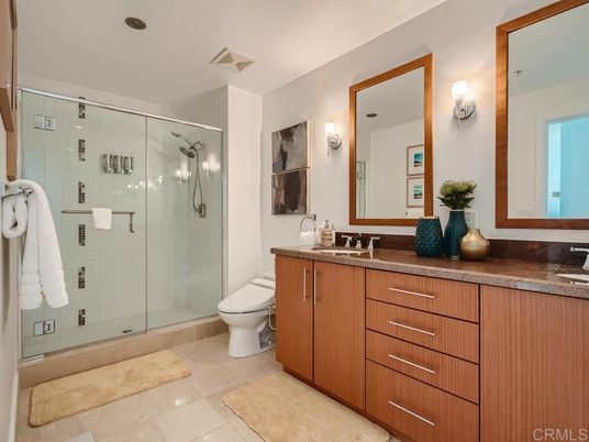 Bathroom, Dual Sink Vanities, Glass Shower, Interior