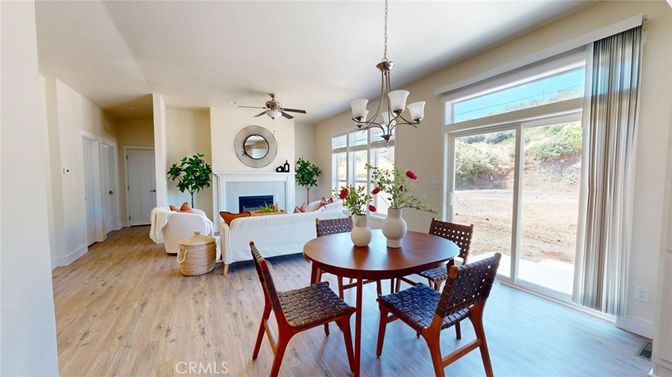Chandelier, Dining room, Fireplace, Interior, Living room, Wood Texture Flooring