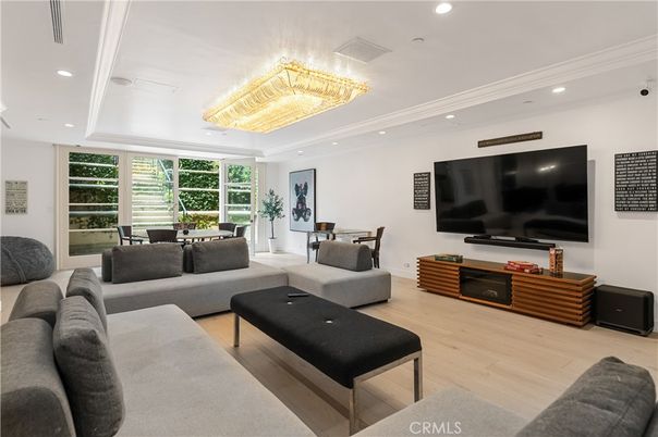 Chandelier, Dining room, Interior, Living room, Recessed Lighting, Wood Texture Flooring