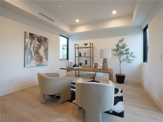 Home Office, Interior, Recessed Lighting, Wood Texture Flooring