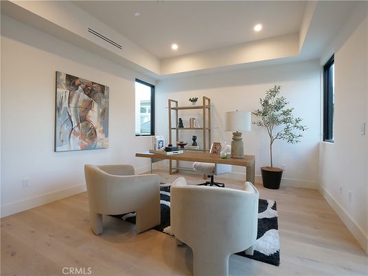 Home Office, Interior, Recessed Lighting, Wood Texture Flooring