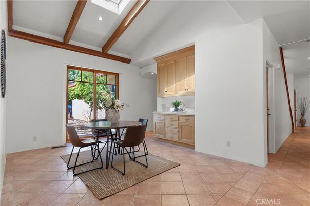 Dining room, Interior, Recessed Lighting, Wooden Beams