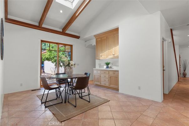 Dining room, Interior, Recessed Lighting, Wooden Beams