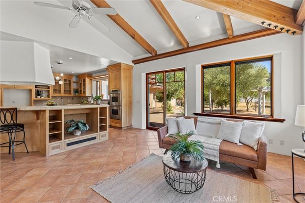 Interior, Kitchen, Living room, Recessed Lighting, Stainless Steel Appliances, Wooden Beams