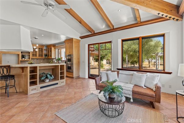 Interior, Kitchen, Living room, Recessed Lighting, Stainless Steel Appliances, Wooden Beams