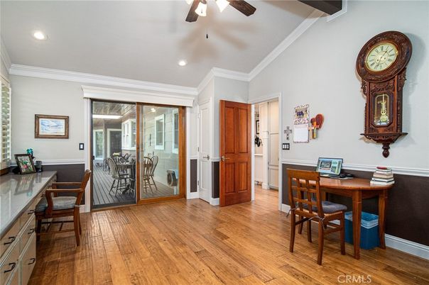 Home Office, Interior, Recessed Lighting, Wood Texture Flooring