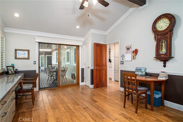 Home Office, Interior, Recessed Lighting, Wood Texture Flooring