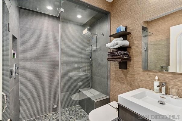Bathroom, Glass Shower, Interior, Recessed Lighting