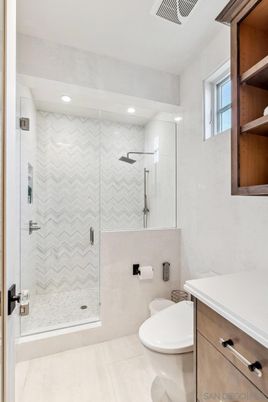 Bathroom, Glass Shower, Interior, Recessed Lighting