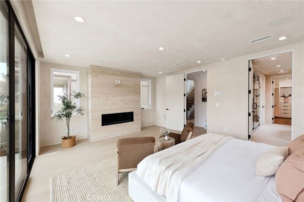 Bedroom, Fireplace, Interior, Recessed Lighting