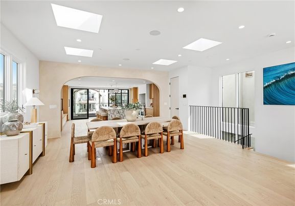 Dining room, Interior, Recessed Lighting, Wood Texture Flooring