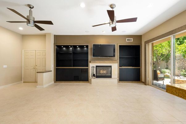 Empty room, Fireplace, Interior, Recessed Lighting