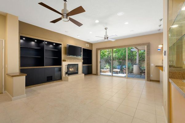 Empty room, Fireplace, Interior, Pendant Lights, Recessed Lighting