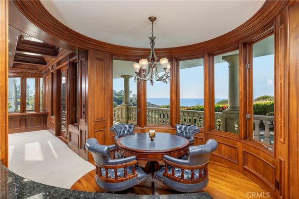 Chandelier, Dining room, Interior, Water, Wood Texture Flooring, Wooden Walls